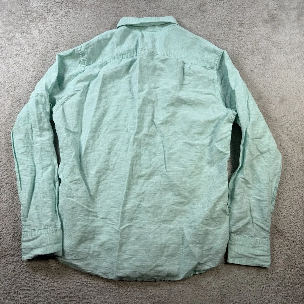J. Crew Shirt Mens Medium Teal Baird McNutt Irish Linen Blend Button Down Slim
